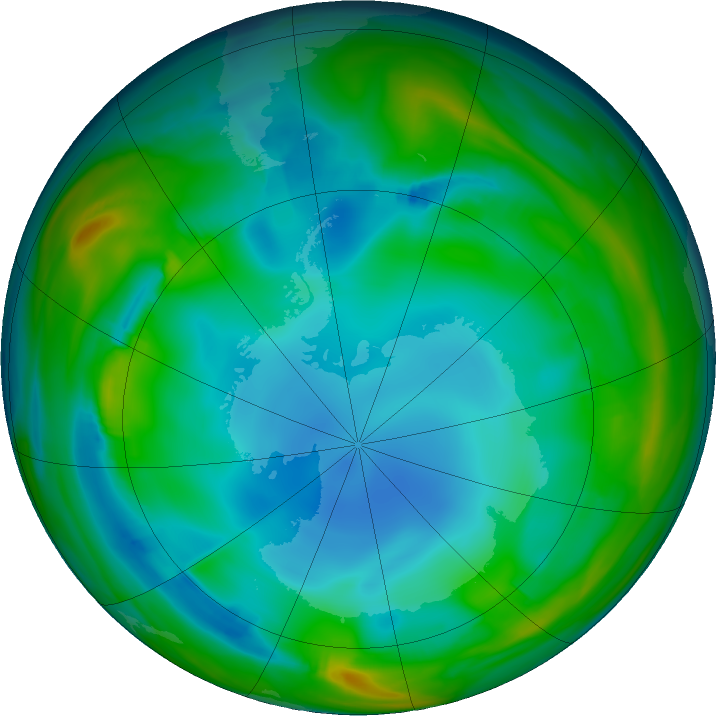 Antarctic ozone map for 01 July 2017